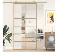 vidaXL Porte coulissante doré 102,5x205cm verre ESG clair et aluminium