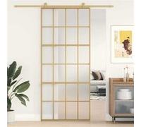 Schuifdeur 90x205 cm mat ESG-glas en aluminium goudkleurig155176