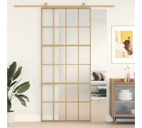 vidaXL Porte coulissante doré 90x205 cm verre ESG dépoli et aluminium