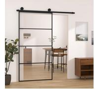 vidaXL Porte Coulissante et Kit de Guincaillerie Porte Givrée Rail Coulissant Butées de Porte Bloc Anti-saut 102,5x205cm 3152149