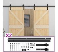 vidaXL Porte coulissante et kit de quincaillerie 100x210 cm Pin massif