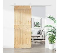 Porte coulissante et kit de quincaillerie 85x210 cm pin massif, porte intérieure, porte de grange intérieure, porte de grange
