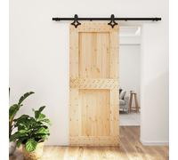 Porte coulissante et kit de quincaillerie 85x210 cm pin massif, porte intérieure, porte de grange intérieure, porte de grange