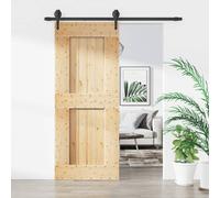 Porte coulissante et kit de quincaillerie 85x210 cm pin massif, porte intérieure, porte de grange intérieure, porte de grange