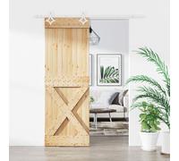 Porte coulissante et kit de quincaillerie 85x210 cm pin massif, porte intérieure, porte de grange intérieure, porte de grange