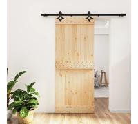 Porte coulissante et kit de quincaillerie 85x210 cm pin massif, porte intérieure, porte de grange intérieure, porte de grange