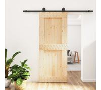 Porte coulissante et kit de quincaillerie 85x210 cm pin massif, porte intérieure, porte de grange intérieure, porte de grange