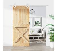 vidaXL Porte coulissante et kit de quincaillerie 85x210 cm pin massif
