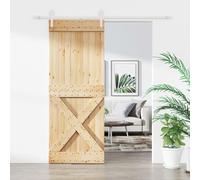 vidaXL Porte coulissante et kit de quincaillerie 90x210 cm pin massif