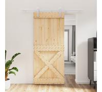 vidaXL Porte coulissante et kit de quincaillerie 90x210 cm pin massif