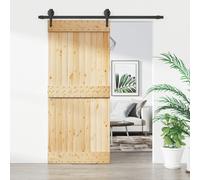 Porte coulissante et kit de quincaillerie 90x210 cm pin massif, porte intérieure, porte de grange intérieure, porte de grange