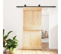 vidaXL Porte coulissante et kit de quincaillerie 90x210 cm pin massif