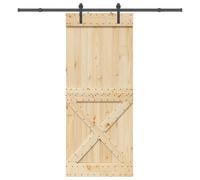 vidaXL Porte coulissante et kit de quincaillerie 95x210 cm pin massif