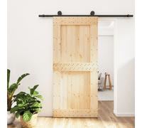 vidaXL Porte coulissante et kit de quincaillerie 95x210 cm pin massif