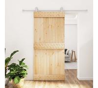 Porte coulissante et kit de quincaillerie 95x210 cm pin massif, porte intérieure, porte de grange intérieure, porte de grange