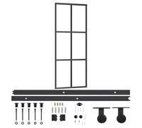 vidaXL Porte Coulissante et Quincaillerie Système de Porte Coulissante Salon Salle de Séjour Intérieur Maison Verre ESG et Aluminium 76x205 cm