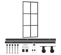 vidaXL Porte Coulissante et Quincaillerie Système de Porte Coulissante Salon Salle de Séjour Intérieur Maison Verre et Aluminium 90x205 cm