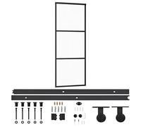 vidaXL Porte Coulissante et Quincaillerie Système de Porte Coulissante Salon Salle de Séjour Intérieur Maison ESG Verre et Aluminium 76x205 cm