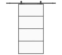 vidaXL Porte coulissante kit de quincaillerie noir 102,5x205 cm, porte intérieure, porte de grange intérieure, porte de grange coulissante