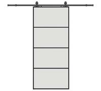 vidaXL Porte coulissante kit de quincaillerie noir 90x205 cm verre ESG, porte intérieure, porte de grange intérieure, porte de grange coulissante