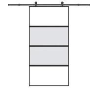 vidaXL Porte coulissante kit de quincaillerie trempé verre aluminium, porte coulissante sur rail, porte coulissante intérieure, porte coulissante de salle de bain