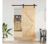 vidaXL Porte coulissante NARVIK Naturel et noir 80 x 210 cm (152,5 cm) 3445206
