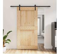 vidaXL Porte coulissante Naturel et noir 100 x 210 cm 3444922