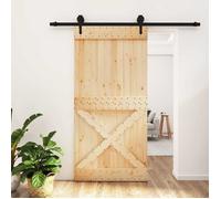 vidaXL Porte coulissante Naturel et noir 100 x 210 cm 3445169