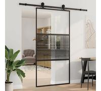 vidaXL Porte coulissante Noir 102.5 x 205 cm verre trempé, aluminium