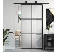 vidaXL Porte coulissante noir 102,5x205 cm verre trempé aluminium 155209