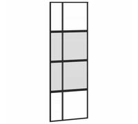vidaXL Porte Coulissante, Porte de Grange, Porte Intérieur, Porte de Chambre à Coucher Cuisine Entrée, Noir 76x205 cm Verre 155228