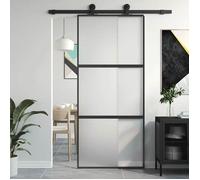 vidaXL Porte coulissante 155199 – Noir 90x205 cm, verre trempé, aluminium