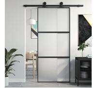 vidaXL Porte coulissante noir 90x205 cm verre trempé aluminium