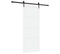 vidaXL Porte coulissante ORKDAL Blanc et noir 83 x 202 cm, Porte coulissante élégante, cloison moderne, diviseur de pièce innovant, système stylé silencieux