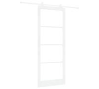 vidaXL Porte Coulissante Orkdal Blanche en Bois Massif et Verre 93 X 232 cm avec Quincaillerie de Rail Intérieur Moderne Gain de Place Paravent Séparateur de Chambre Décoratif Élégant