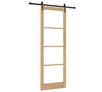 vidaXL Porte coulissante ORKDAL Naturel 83 x 232 cm, Porte coulissante élégante, design épuré, bois et verre durables, solution pratique pour l'intérieur, fonctionnement silencieux