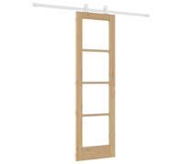 vidaXL Porte coulissante Orkdal Naturelle Et Blanche Bois Verre 61 X 198.5 cm Avec Rail Kit Quincaillerie Utilisation Intérieure Bar À Domicile Séparation Placard Minimaliste Finition Mate