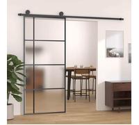 vidaXL Porte coulissante Verre ESG dépoli et aluminium 90x205 cm Noir