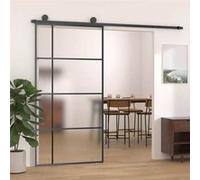 vidaXL Porte coulissante Verre ESG dépoli aluminium 102,5 x 205 cm Noir