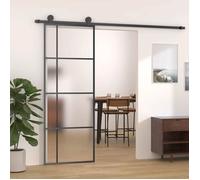 vidaXL Porte coulissante Verre ESG dépoli et aluminium 76x205 cm Noir