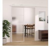 vidaXL Porte coulissante Verre ESG dépoli et aluminium 76x205 cm Blanc