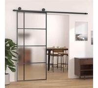 vidaXL Porte coulissante Verre ESG dépoli, aluminium 90x205 cm Noir