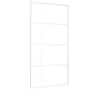 vidaXL Porte Coulissante Porte de Grange Porte d'Intérieur Système de Porte Maison Butée de Porte Verre ESG Dépoli Aluminium 102,5x205 cm Blanc