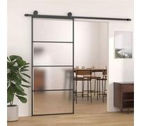 vidaXL Porte coulissante Porte de grange 151659 Verre ESG dépoli Aluminium 90x205 cm Noir