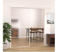 vidaXL Porte Coulissante Porte de Grange Porte d'Intérieur Système de Porte Maison Butée de Porte Verre ESG Dépoli Aluminium 151665