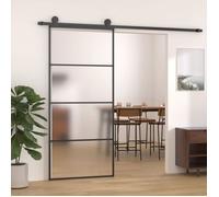 vidaXL Porte coulissante Porte de grange 151659 Verre ESG dépoli Aluminium 90x205 cm Noir