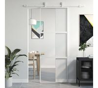 vidaXL Porte coulissante blanc 76x205 cm verre trempé aluminium 155204