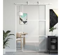vidaXL Porte coulissante blanc 102,5x205 cm verre trempé aluminium 155206
