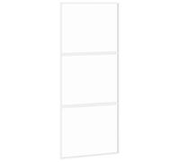 Porte coulissante blanc 90x205 cm verre trempé aluminium 155205