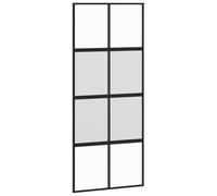 vidaXL Porte Coulissante, Porte de Grange, Porte Intérieur, Porte de Chambre à Coucher Cuisine Entrée, Noir 90x205 cm Verre Trempé Aluminium